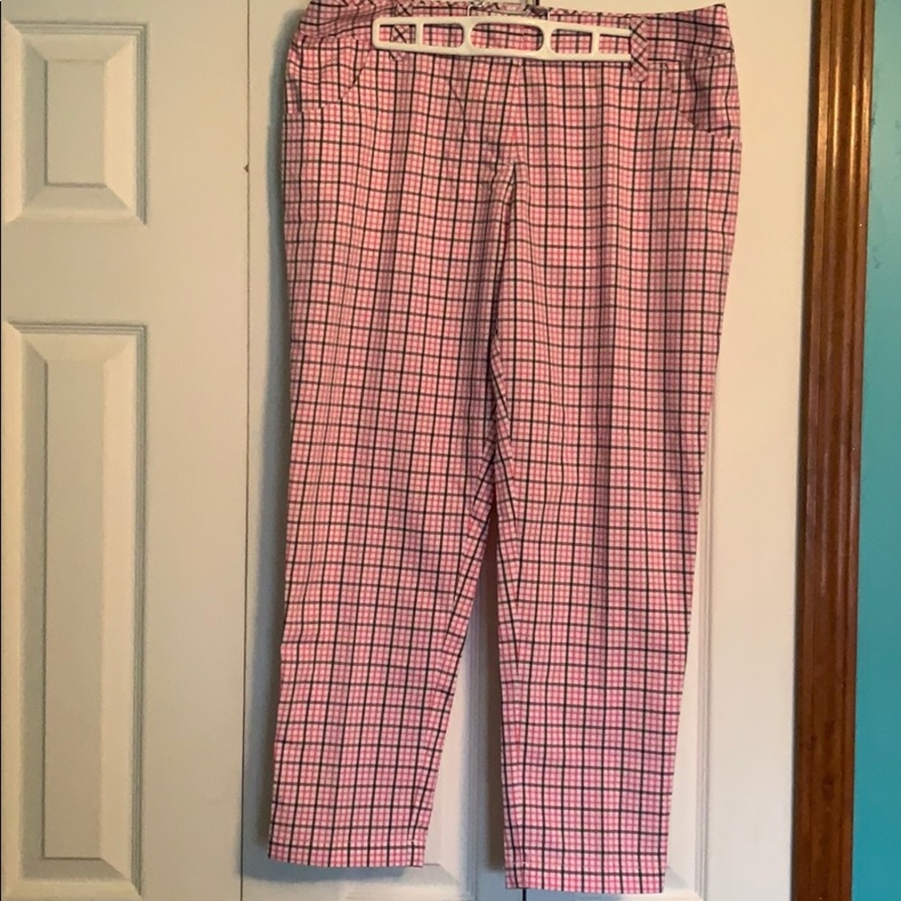 NWT adidas climalite plaid crop pants